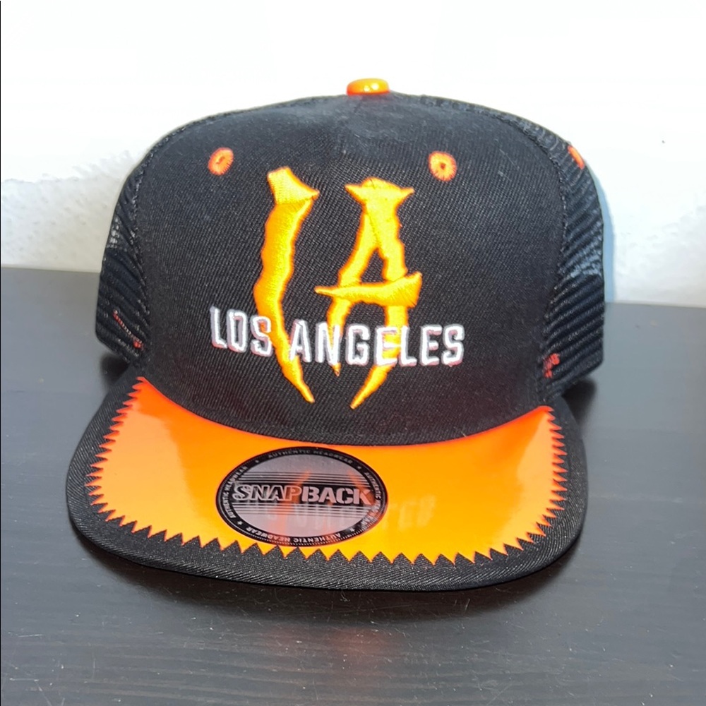 Black and Orange Los Angeles Snapback Hat